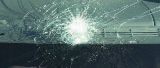 Photo of multiple cracks on the windshield