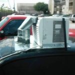 Air conditioner on the roof of a car